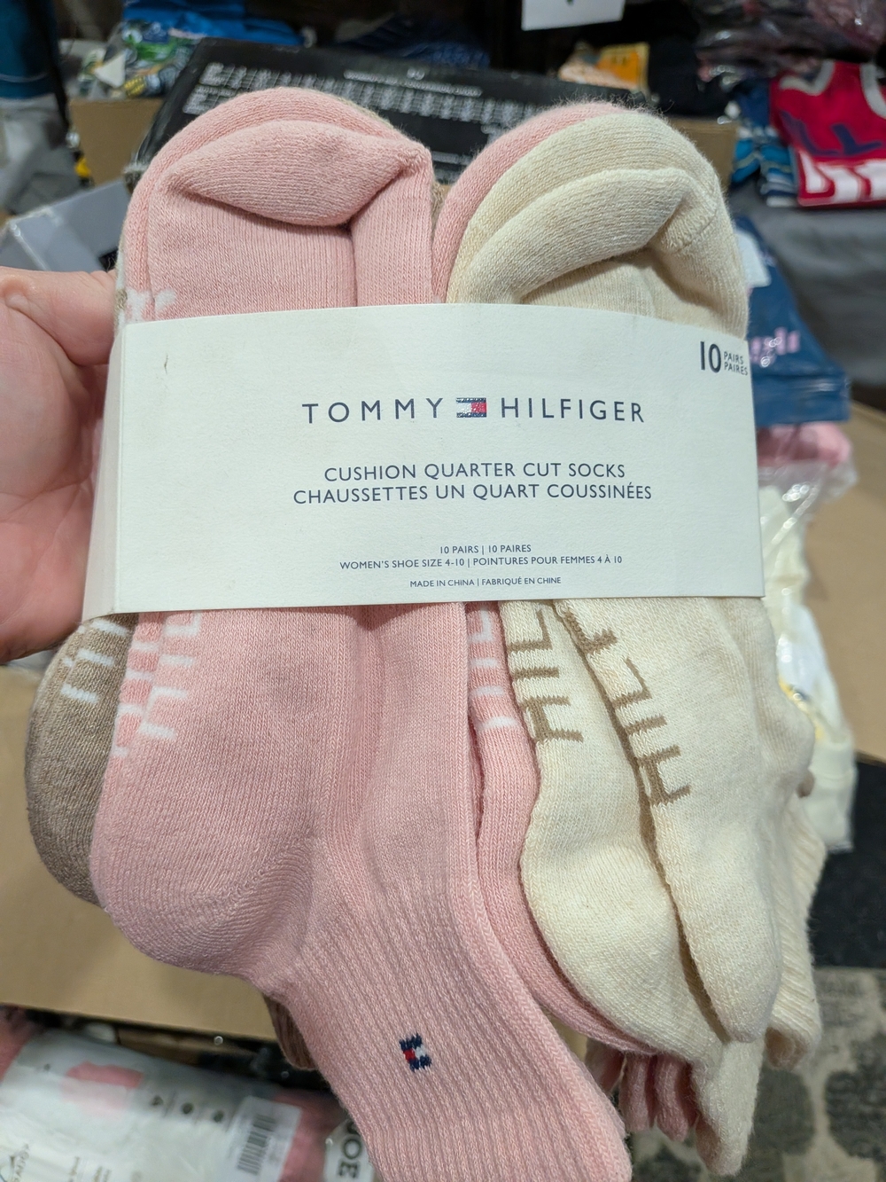 Tommy Hilfiger 10 pack Women’s Cushion 1/4 Cut Socks - Pink & Cream